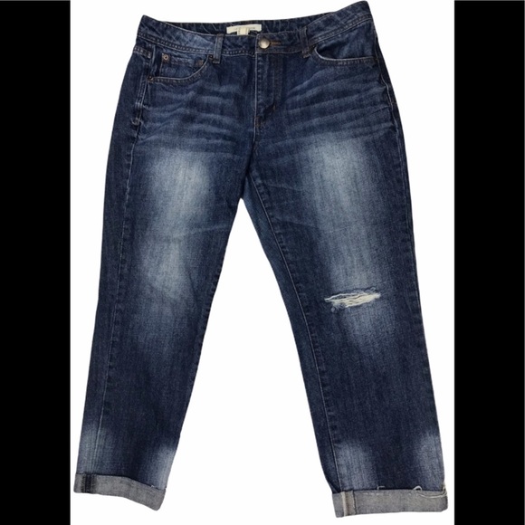 Life in Progress distressed fold up capri jean 27 - Picture 1 of 7